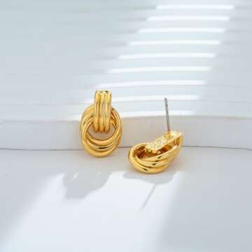 HolidayQbee Gold Earrings For Women Statement Earrings Gold Dangle Earrings Drop Earrings Knot Earri...