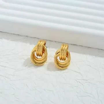 HolidayQbee Gold Earrings For Women Statement Earrings Gold Dangle Earrings Drop Earrings Knot Earrings Circle Gold Earrings Fashion Gift