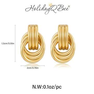 HolidayQbee Gold Earrings For Women Statement Earrings Gold Dangle Earrings Drop Earrings Knot Earrings Circle Gold Earrings Fashion Gift