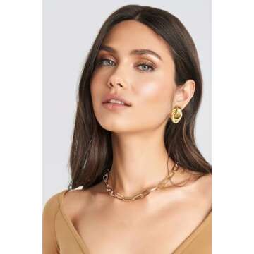 HolidayQbee Gold Earrings For Women Statement Earrings Gold Dangle Earrings Drop Earrings Knot Earrings Circle Gold Earrings Fashion Gift