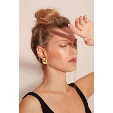 HolidayQbee Gold Earrings For Women Statement Earrings Gold Dangle Earrings Drop Earrings Knot Earrings Circle Gold Earrings Fashion Gift