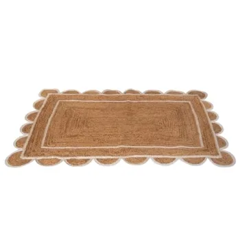 PATEL EXPORTS Natural Jute Scalloped Rug for Bohemian Decor