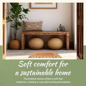 Beautiful Hand Woven Natural Jute Scalloped Rug