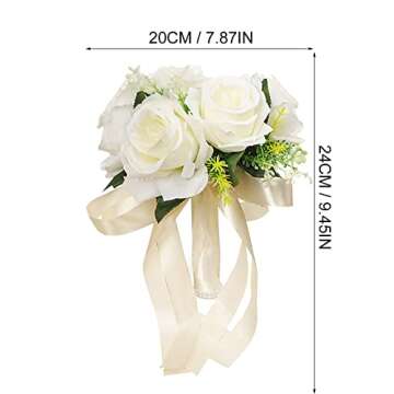 YIWULA Artificial Bouquets Valentine's Wedding Crystal Roses Bridesmaid Bouquet Silk Flowers Wedding...
