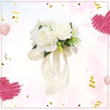 YIWULA Artificial Bouquets Valentine's Wedding Crystal Roses Bridesmaid Bouquet Silk Flowers Wedding Bridal Flower Gift Hand Holding Roses Home Decor (A)