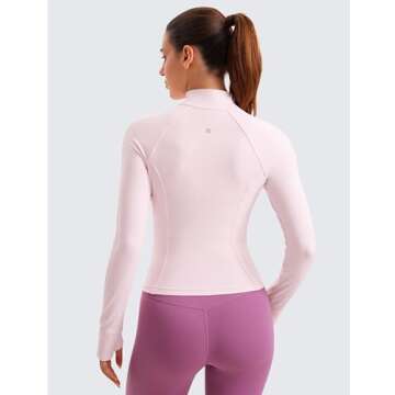 CRZ YOGA Butterluxe Womens Cropped Slim Fit Workout Jacket Weightless Track Athletic Full Zip Up Top...