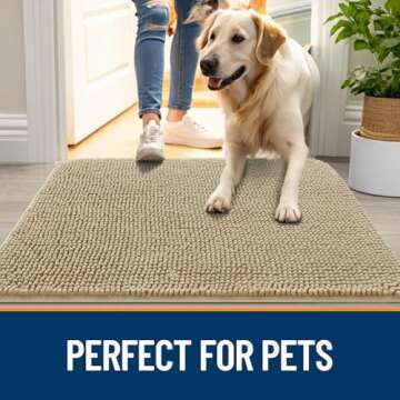 OLANLY Dog Door Mat - Absorbent Non-Slip Washable Chenille