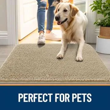 OLANLY Dog Door Mat - Absorbent Non-Slip Washable Chenille