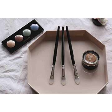 LORMAY 3 Pcs Silicone Eyeshadow and Lip Mask Makeup Brushes. Professional Tools for Applying Cream or Liquid Eye Shadows and Lip Colors