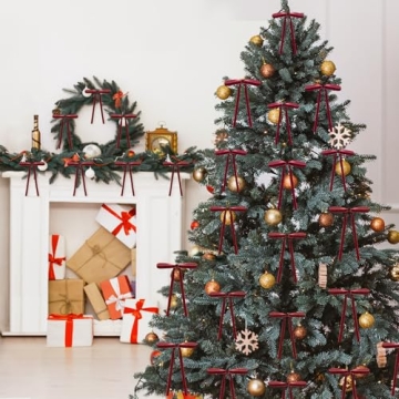 Trylook 24 PCS Velvet Christmas Tree Bows - Elegant Burgundy Decorations for Christmas