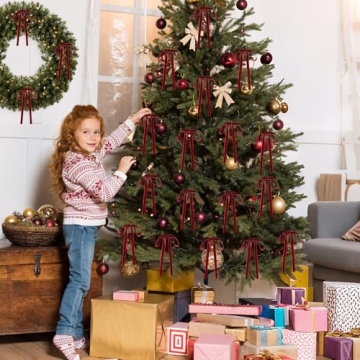 24 Velvet Christmas Tree Bows for Elegant Holiday Decor