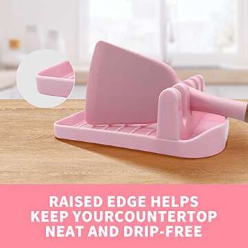 LSVGOE 2 Pack Multiple Utensil Spoon Rest with Drip Pad Non-Slip Heat Resistant Kitchen and Grill Sp...