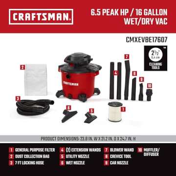 CRAFTSMAN 16 Gallon Wet Dry Vac with Blower