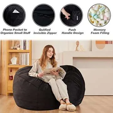 HABUTWAY Bean Bag Chair Luxurious Velvet Comfortable Design