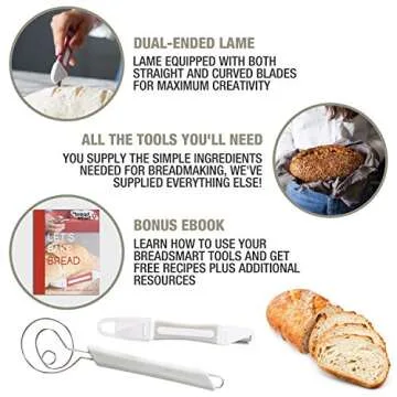Breadsmart Artisan Bread Making Kit - 5PC Sourdough Bread Baking Supplies Set - Lame, Scraper, Whisk, Banneton Bread Proofing Basket & Cotton Liner