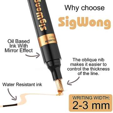 SigWong Liquid Mirror Chrome Markers - 3 Colors Gloss Permanent Reflective Mirror Chrome Pen for Res...