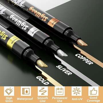 SigWong Liquid Mirror Chrome Markers - 3 Colors Gloss Permanent Reflective Mirror Chrome Pen for Resin Supplies, Metal Model, Glass, Plastic Painting, DIY Art Projects (2-3mm Tips)