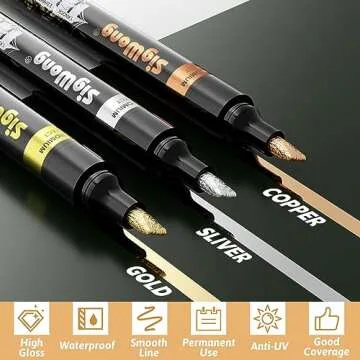 SigWong Liquid Mirror Chrome Markers - 3 Colors Gloss Permanent Reflective Mirror Chrome Pen for Resin Supplies, Metal Model, Glass, Plastic Painting, DIY Art Projects (2-3mm Tips)