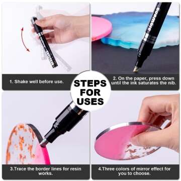 SigWong Liquid Mirror Chrome Markers - 3 Colors Gloss Permanent Reflective Mirror Chrome Pen for Resin Supplies, Metal Model, Glass, Plastic Painting, DIY Art Projects (2-3mm Tips)