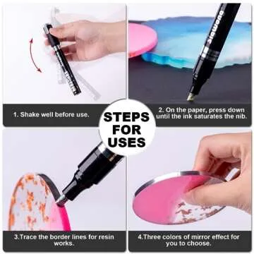 SigWong Liquid Mirror Chrome Markers - 3 Colors Gloss Permanent Reflective Mirror Chrome Pen for Resin Supplies, Metal Model, Glass, Plastic Painting, DIY Art Projects (2-3mm Tips)