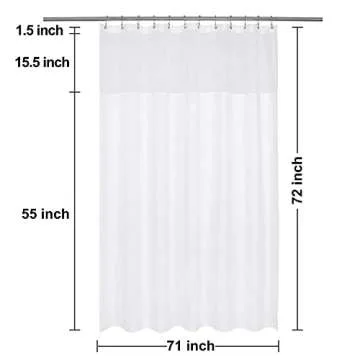 N&Y HOME Waffle Weave Shower Curtain with Snap-in Fabric Liner Set, 12 White Hooks Included - Hotel Style, Waterproof & Washable, Heavyweight Fabric & Mesh Top Window - 71x72, White