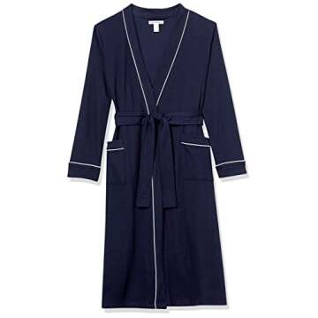 Amazon Essentials Women's Lightweight Waffle Full-Length Robe (Available in Plus Size), Navy, Medium