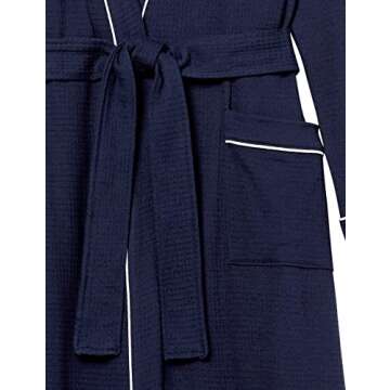 Amazon Essentials Women's Lightweight Waffle Full-Length Robe (Available in Plus Size), Navy, Medium