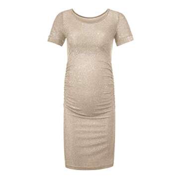 KIM S Maternity Dress Bodycon Dresse Baby Shower Champagne Large