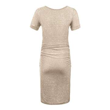 KIM S Maternity Dress Bodycon Dresse Baby Shower Champagne Large