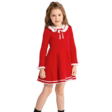 Toddler Girls Red Knitted Skater Dress - Winter Warm & Stylish