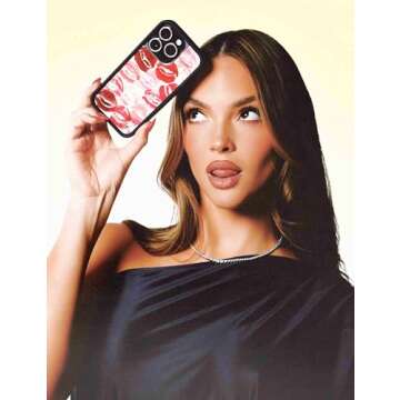 Wildflower Cases - Kensington Collab, Compatible with Apple iPhone 16 Pro Max | Kiss Red Pink Popular Aesthetic Cute Trendy - Protective Black Bumper, 4ft Drop Certified, Women Owned Small Business