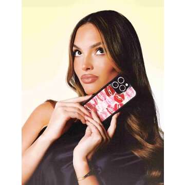 Wildflower Cases - Kensington Collab, Compatible with Apple iPhone 16 Pro Max | Kiss Red Pink Popular Aesthetic Cute Trendy - Protective Black Bumper, 4ft Drop Certified, Women Owned Small Business