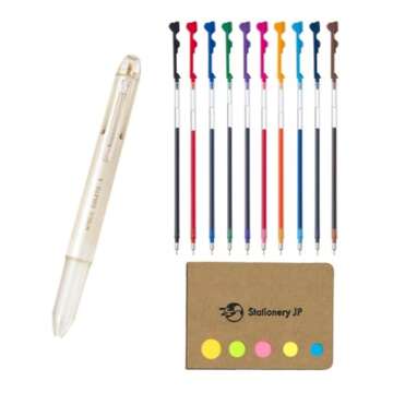 Pilot Hi-tec-c Coleto 5 Color Multi Pen Body Component, Cream Pearl, Rubber grip, 0.3mm 10 Color Ink...