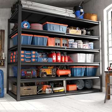 REIBII 55.1" W Heavy Duty Garage Shelving Unit - 3500LBS Load, Adjustable 6-Tier Metal Shelves