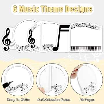 Charming 30 Pack Music Sticky Notes - Ideal Gifts for Teachers and Students!