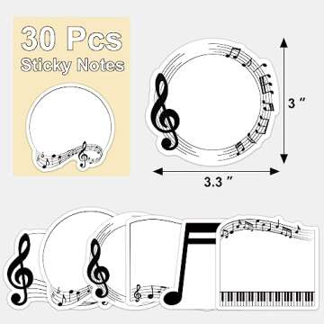 Elegant 30 Pack Music Sticky Notes for Teachers and Students