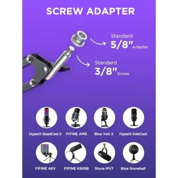 InnoGear Mic Stand for Blue Snowball and Blue Snowball iCE Boom Arm Stand with Pop Filter Microphone Holders for HyperX QuadCast SoloCast Fifine Shure SM7B and Other Mic, Max Load 1.5 KG, Medium