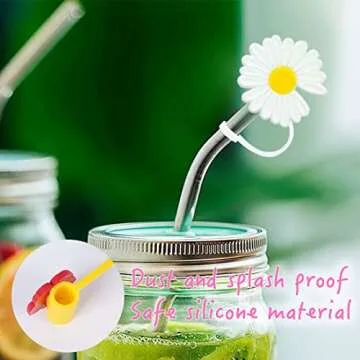 Cute Reusable Silicone Straw Caps - 12 Pack