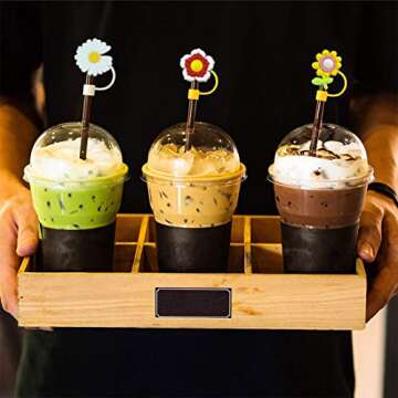 Cute Reusable Silicone Straw Caps - 12 Pack