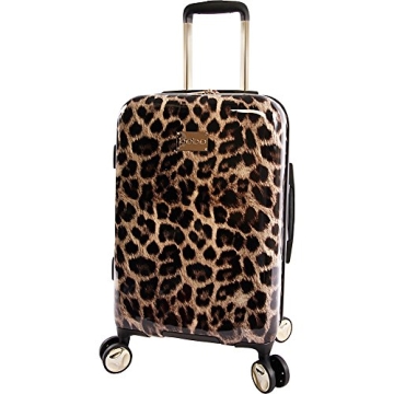 BEBE Women's Adriana 21" Hardside Carry-on Spinner Luggage - Leopard Design