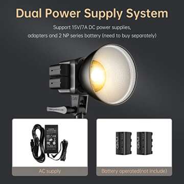 GVM Video Light, 80W Photography Lighting for Video Recording, 2700K~7500K Bi-Color Bowens Mount sof...