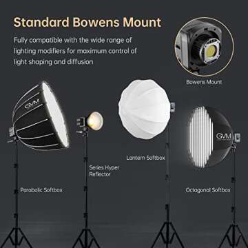 GVM Video Light, 80W Photography Lighting for Video Recording, 2700K~7500K Bi-Color Bowens Mount softbox Lighting kit, CRI 97+ 8 Lighting Scenes Continuous Lighting for Photography