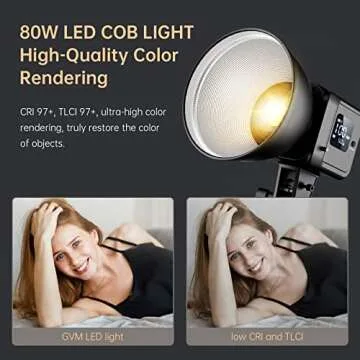 GVM Video Light, 80W Photography Lighting for Video Recording, 2700K~7500K Bi-Color Bowens Mount softbox Lighting kit, CRI 97+ 8 Lighting Scenes Continuous Lighting for Photography