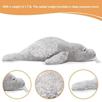 CSVBTRF Weighted Stuffed Animals, 2 lb, 23" Seal Plush Gift for Kids - Grey Hug Seal Plush Animals ?...