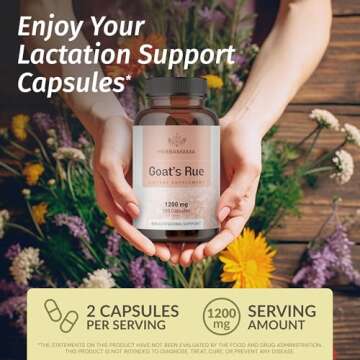 HERBAMAMA Goat's Rue Capsules - 1200mg Galega Officinalis for Breast Milk & Lactation Support - Vega...