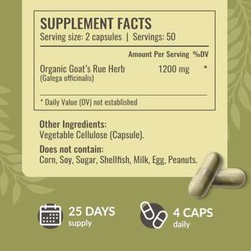 HERBAMAMA Goat's Rue Capsules - 1200mg Galega Officinalis for Breast Milk & Lactation Support - Vegan, Non-GMO Breastfeeding Supplement for Milk Flow, 100 Caps