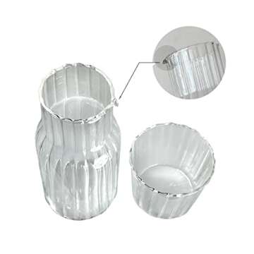 Lily's Home Vintage Style Bedside Night Water Carafe with Tumbler Glass, Use in Bedroom Bathroom, or Kitchen, Use Cup as Lid, Convenient and Stylish for Night Table, 16 Ounces