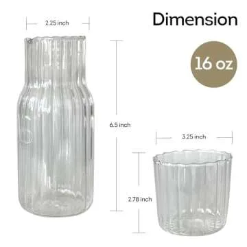 Lily's Home Vintage Style Bedside Night Water Carafe with Tumbler Glass, Use in Bedroom Bathroom, or Kitchen, Use Cup as Lid, Convenient and Stylish for Night Table, 16 Ounces