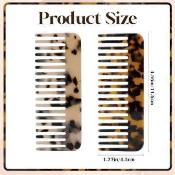 Mini Cellulose Wide Tooth Comb,2 Pack Portable Hair Detangling Comb Small Leopard Purse Comb No Handle Pocket Size Tortoise Hair Comb for Thick Curly Wavy Wet and Dry Hair