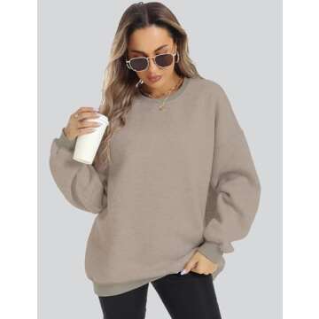 ROYLAMP Sweatshirts for Women Hoodies Oversized Fleece Crewneck Pullover Tops Sweaters Comfy Soft Sp...